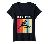 Donna Just Get Over It Track Field Hurdle Hurdling Runner Maglietta con Collo a V