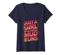 Donna Just Girl Who Love Mud Runs Mudding Queen Mom Muddy Buddies Maglietta con Collo a V