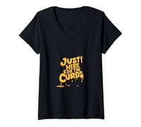 Donna Just Here For The Cheese Curds State Fair divertente Carnevale Maglietta con Collo a V