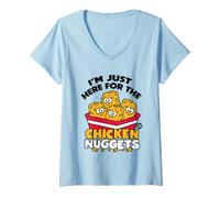 Donna Just Here for The Chicken Nuggets Maglietta con Collo a V
