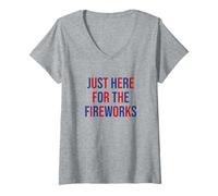 Donna Just here for the fireworks 4th Of July Couple Maglietta con Collo a V
