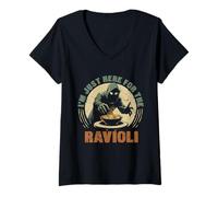 Donna Just Here for The Ravioli Maglietta con Collo a V