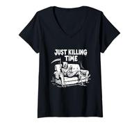 Donna Just Killing Time - Grim Reaper Cody SCORRING Maglietta con Collo a V
