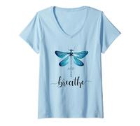 Donna Just libellule Insetti L'Estate Breathe Respira Dragonfly Maglietta con Collo a V