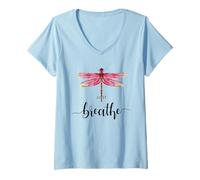 Donna Just libellule Insetti L'Estate Breathe Respira Dragonfly Maglietta con Collo a V