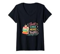 Donna Just One More Capitolo Divertente Accogliente Libro Lettori Bookworm Maglietta con Collo a V