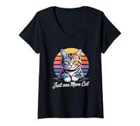 Donna Just One More Cat Maglietta con Collo a V
