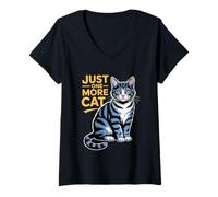 Donna Just One More Cat Maglietta con Collo a V