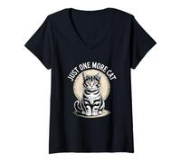 Donna Just One More Cat Maglietta con Collo a V