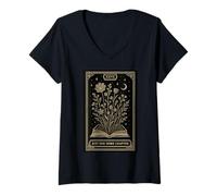 Donna Just One More Chapter Moonlit Floral Tarocchi Halloween Party Maglietta con Collo a V