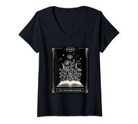 Donna Just One More Chapter Tarocchi Vibe Halloween Party Bookworm Maglietta con Collo a V