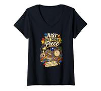 Donna Just One More Piece Puzzler Puzzle Shirt Maglietta con Collo a V