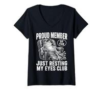 Donna Just Resting My Eyes Funny Frog Nap Lover Lazy Sleeper Maglietta con Collo a V