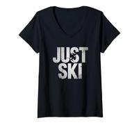 Donna Just Ski - Atleta per sport invernali sulla neve, semplice Maglietta con Collo a V