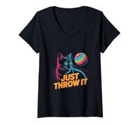 Donna Just Throw It Cat Meme Funny Kitty Memes Funny Kitty Cats Maglietta con Collo a V