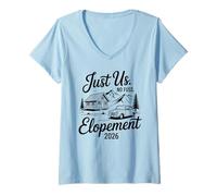 Donna Just Us No Fuss Elopement 2026 Micro Wedding Bride Maglietta con Collo a V