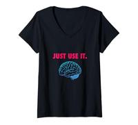 Donna Just Use IT Brain Maglietta con Collo a V