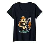 Donna Just Vibin' Like a Panda Funny Animal Zen Graphic Maglietta con Collo a V