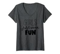 Donna Just Wanna Fun Girls Vibes Night out Style Maglietta con Collo a V