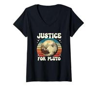 Donna Justice for Pluto Vintage Non Dimenticare mai la Divertente Scienza Spaziale Maglietta con Collo a V