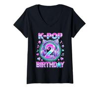 Donna K-Pop 2 ° Compleanno Ragazza 2 Musica Coreana di Anni Maglietta con Collo a V