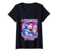 Donna K-Pop Compleanno K Pop Bambini Compleanno Ragazza Amore K-Pop Maglietta con Collo a V