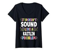 Donna Kaitlin Personalized Women's Gift Custom Kaitlin Maglietta con Collo a V