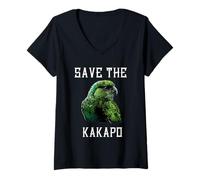 Donna Kakapo Parrot Nuova Zelanda Kakapo Bird Save The Kakapo Maglietta con Collo a V