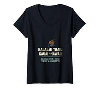 Donna Kalalau-Trail Challenging Pista escursionistica Maglietta con Collo a V