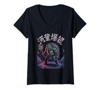Donna Kappa Warrior Monster - Chitarra a spillo, leggenda giapponese Maglietta con Collo a V