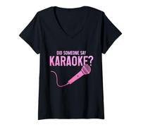 Donna Karaoke Cantare Divertente Qualcuno ha detto Karaoke Maglietta con Collo a V