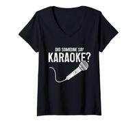 Donna Karaoke Cantare Divertente Qualcuno ha detto Karaoke Maglietta con Collo a V