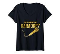 Donna Karaoke Cantare Divertente Qualcuno ha detto Karaoke Maglietta con Collo a V