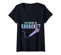 Donna Karaoke Cantare Divertente Qualcuno ha detto Karaoke Maglietta con Collo a V