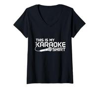 Donna Karaoke Cantare Divertente Questo è il mio Karaoke Maglietta con Collo a V