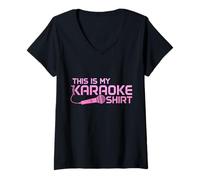 Donna Karaoke Cantare Divertente Questo è il mio Karaoke Maglietta con Collo a V