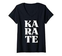 Donna Karate lettere grassetto giapponese Arte marziale karateka Maglietta con Collo a V