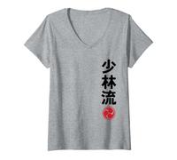 Donna Karate Shorin Ryu Kanji Japanese Martial Arts Maglietta con Collo a V