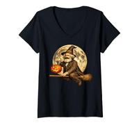 Donna Karl Marx Comunista Comunista Jack O Lanterna Moon Scopa Maglietta con Collo a V