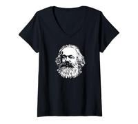 Donna Karl Marx Fondatore Comunista Cool Comunismo Meme Maglietta con Collo a V