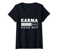 Donna Karma Caricamento Divertente Sarcastico Zen Snarky Energy Cycle Maglietta con Collo a V