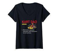 Donna Kart Dad Go Kart Racing Kart Racer Padre Karting Maglietta con Collo a V