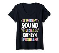 Donna Kathryn Personalized Women's Gift Custom Kathryn Maglietta con Collo a V