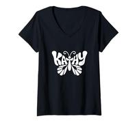 Donna Kathy Reflections - Personalizzato Specchiato Nome Art Maglietta con Collo a V