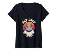 Donna Kawaii Boo DENG Baby Pigmeo Ippopotamo Creepy Ghost Haunted House Maglietta con Collo a V