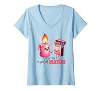 Donna Kawaii Candle Matchbox Siamo Una Coppia Perfetta Maglietta con Collo a V