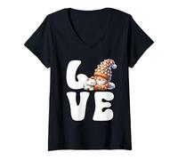 Donna Kawaii Cat Dad Gnome Graphic For Cat Mom Who Love Cats Maglietta con Collo a V