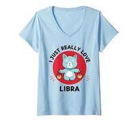 Donna Kawaii Cat I Just Really Love Cute Libra Amante Maglietta con Collo a V