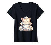 Donna Kawaii Cat Owner Must Haves For Gnome Lover And Cat Mom Maglietta con Collo a V
