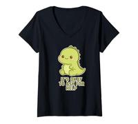Donna Kawaii Chibi T-Rex- Va bene chiedere aiuto per la salute mentale Maglietta con Collo a V